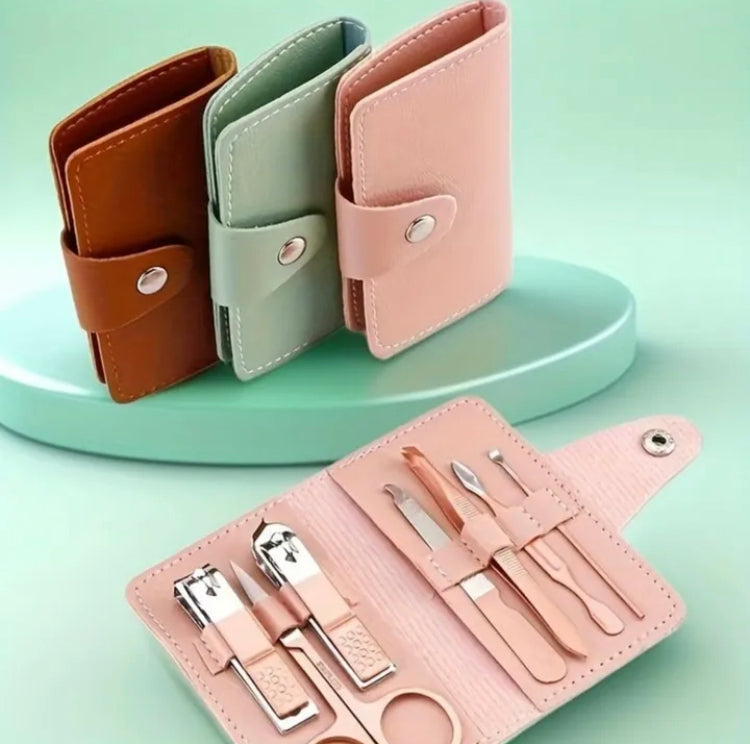 Portable Nail Kit with Leather Pouch