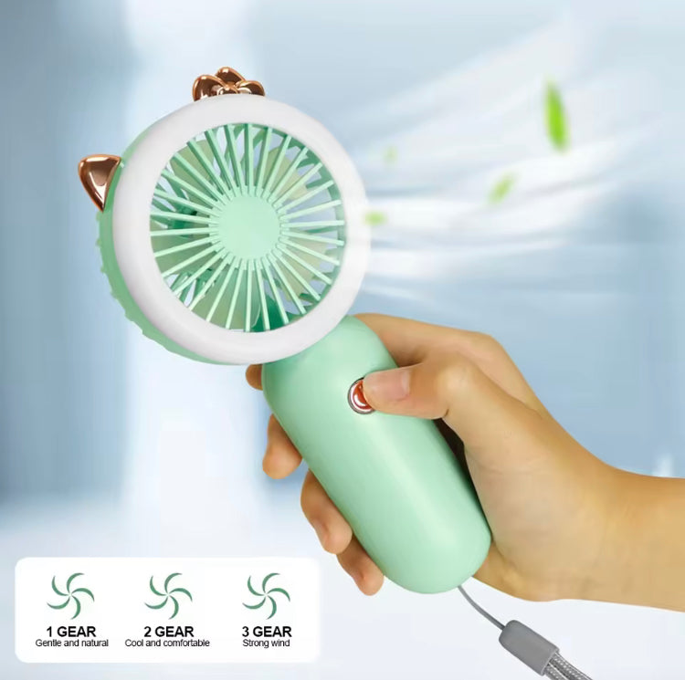 Mini Handheld Rechargeable High Air Throw Fan with LED Light