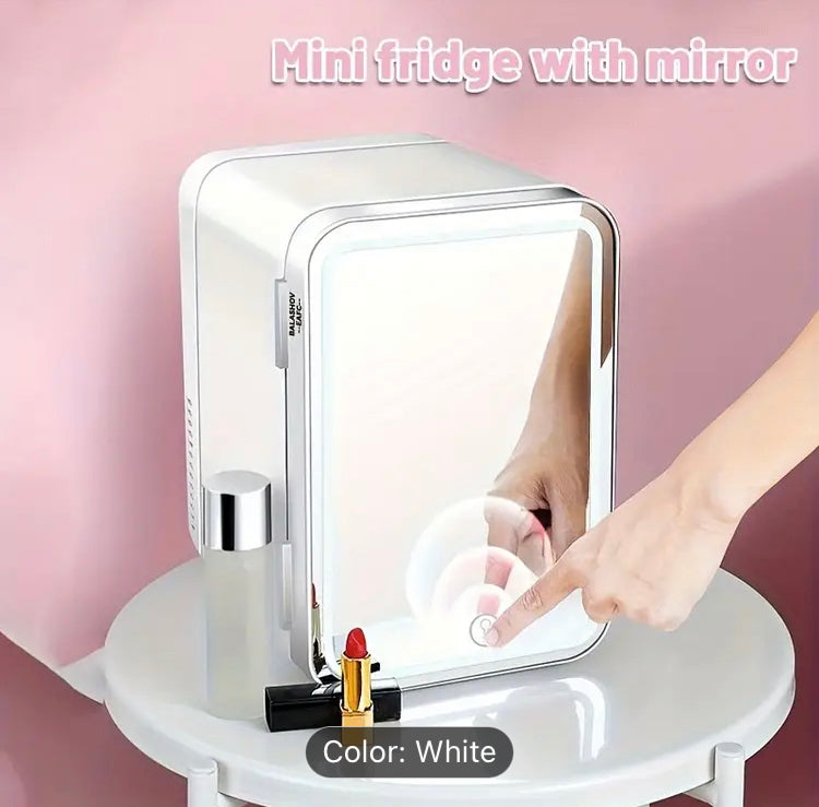 Mini Makeup Fridge Ac/Dc Cooler & Warmer for Beauty & Skincare with Led Mirror