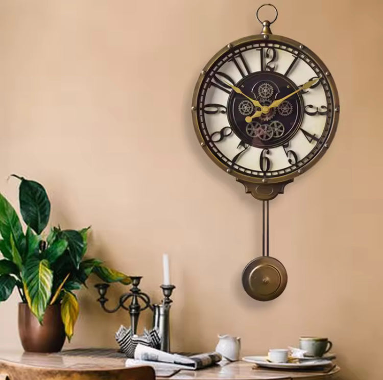 Large Retro Pendulum Wall Hanging Clock