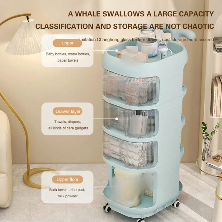 Multilayer Heavy Duty Living Room Trolley For Kids / Household with Wheels