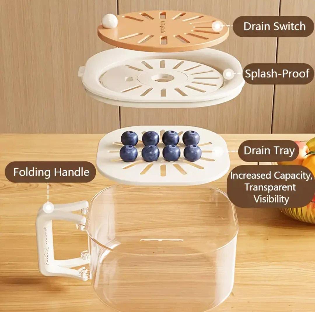 2 in 1 Acrylic Fruit Strainer & Container With Lid