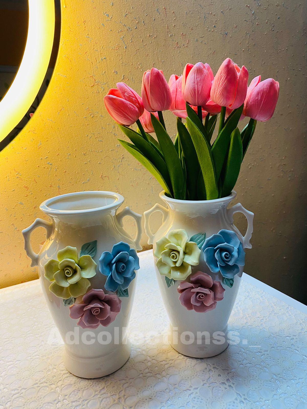 2 Pcs Modern Style Ceramic Flower Decorative Vase Centerpiece Home Decor