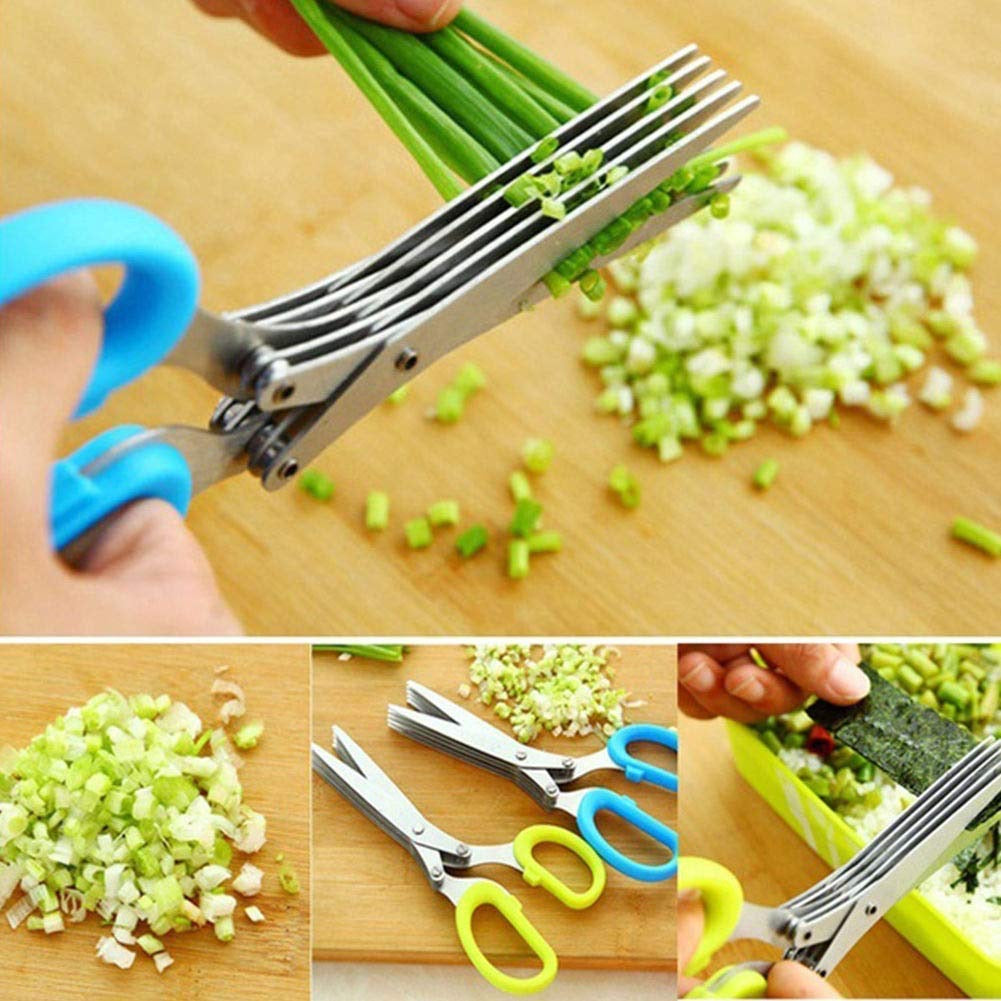 Multifunctional 5 Layer Vegetable Stainless Steel Herbs Scissor