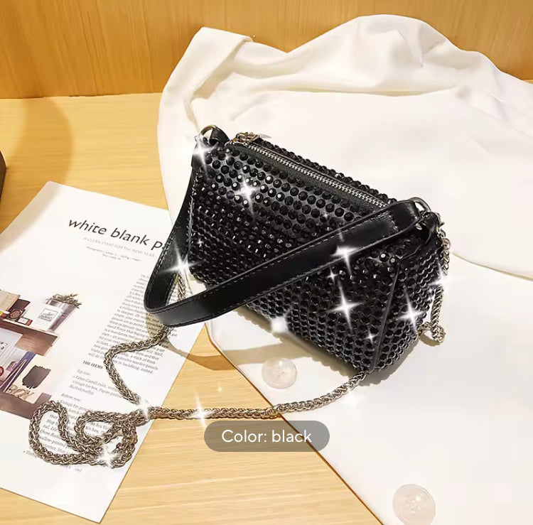 Luxury PU Leather Rhinestone Diamond Shoulder Bag