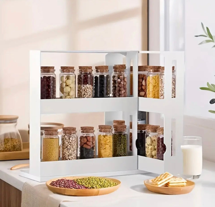 Multi-Function 2 Tier Rotate Storage Rack Seasoning Rack