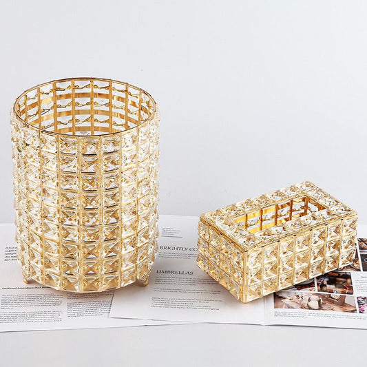 Crystal Dustbin & Tissue Box