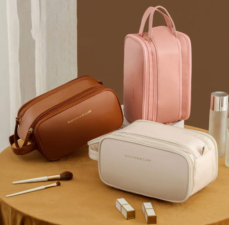 Large Capacity Cosmetic Bag Fashion Portable Wash Bag PU Leather