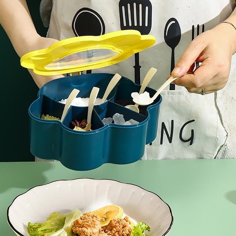 Five Compartments Spice Box with Spoons