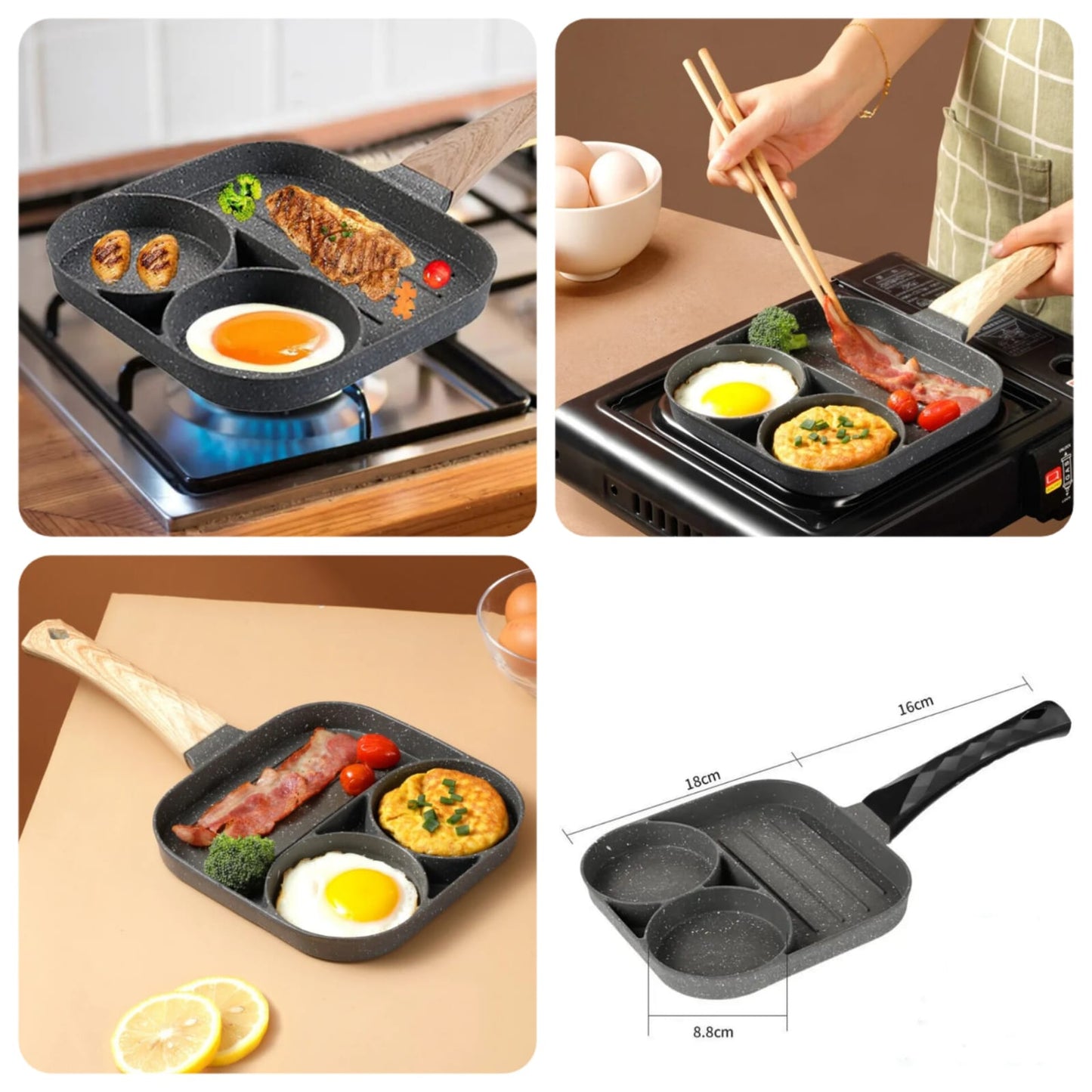 Non-Stick Three Portions Frying Pan