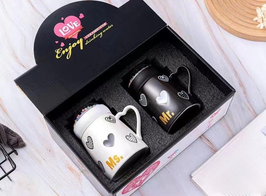 Mr and Ms Ceramic Couple Mugs with Box Packaging