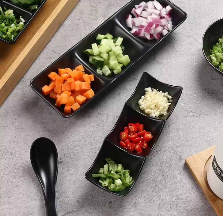 3 Compartments Dip Sauce / Salad Tray