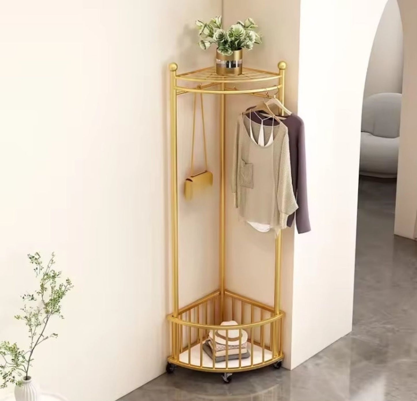 Modern Metal Corner Rack with Wheels