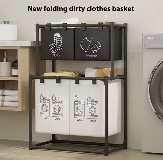 Double Layer Foldable Laundry Toys Multipurpose Basket