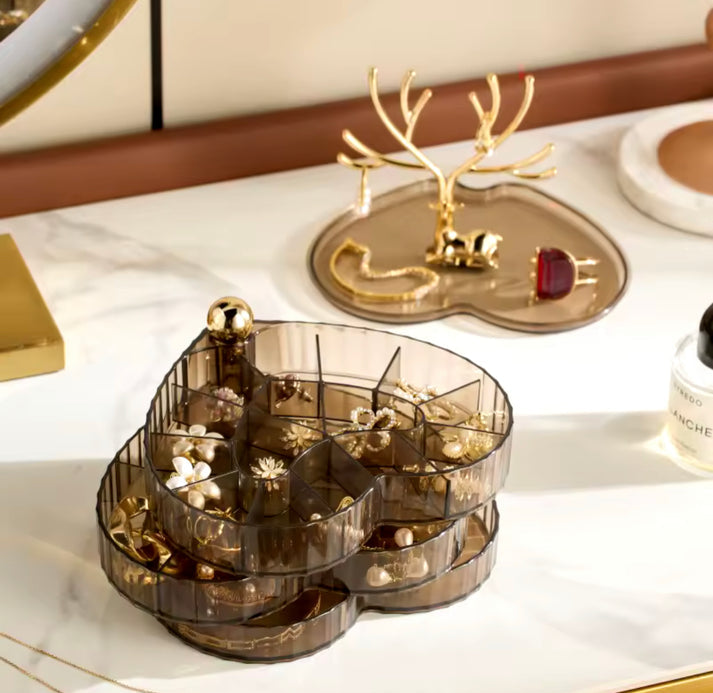 3 Layer Heart Shape Acrylic Jewellery Organizer