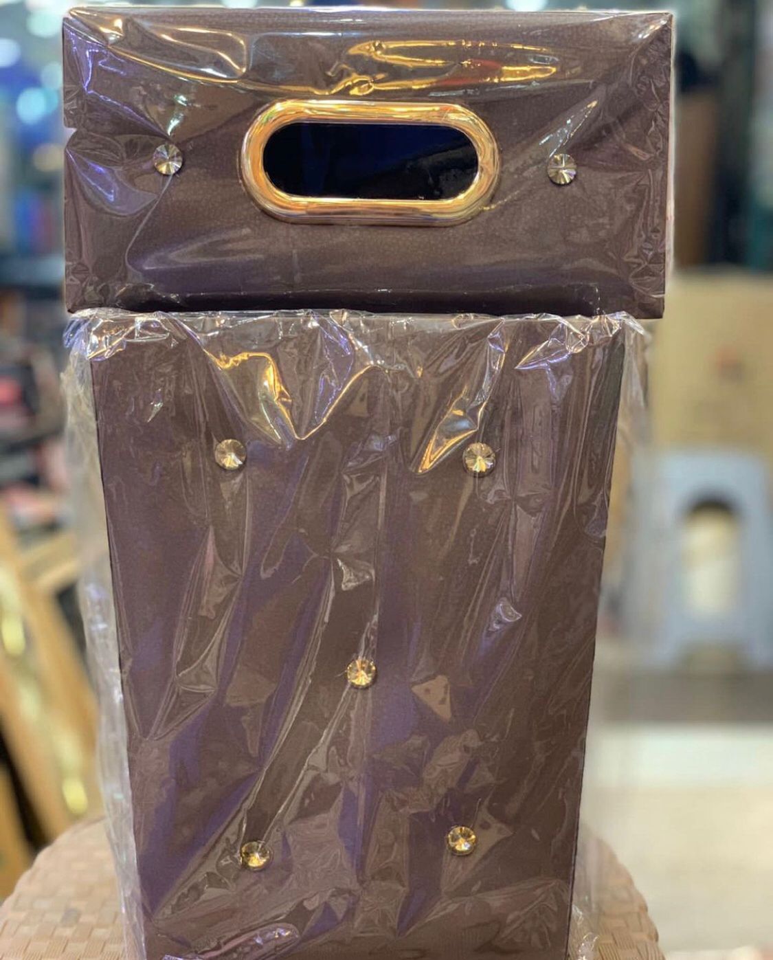 Leather Stone Dustbin & Tissue Box Set