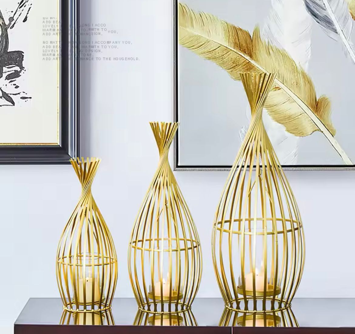 Golden Wrought Iron Geometric Candle Stand