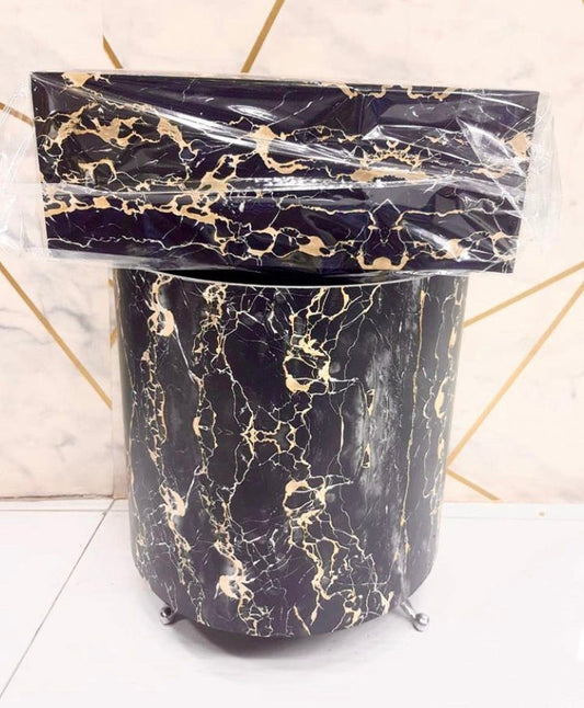 Black with Gold Dustbin & Tissue Box Set