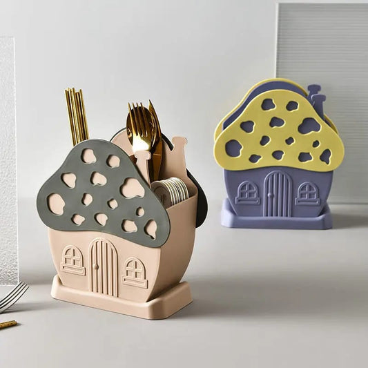 Mushroom Cutlery Drain Holder Cutlery Organizer Shelf Knife Spoon Fork Fork Storage Rack
