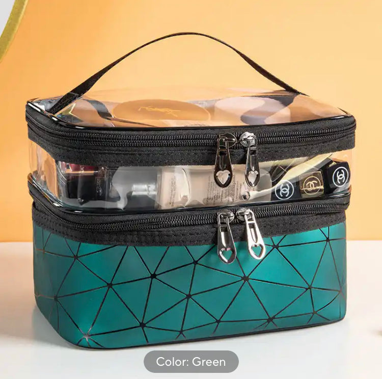 Double Layer Diamond Spacious Cosmetics Makeup bag