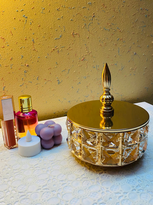 Metal Crystal Candy Box for Center Table Decor