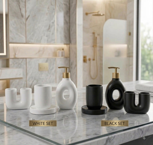 Ceramic 4 Pcs Bathroom Set for Countertop