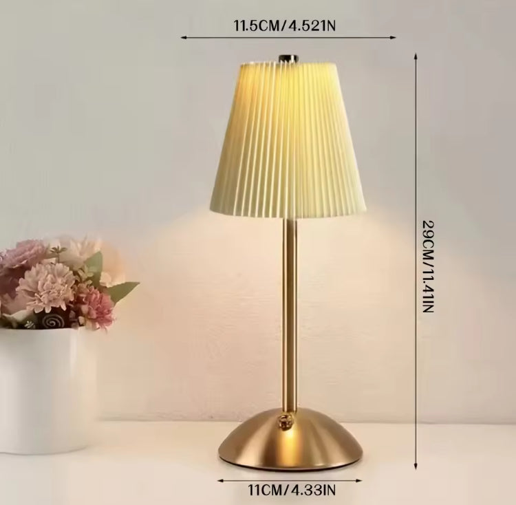 Metal Base Pleated Desk Touch Lamp with Three Modes of Light