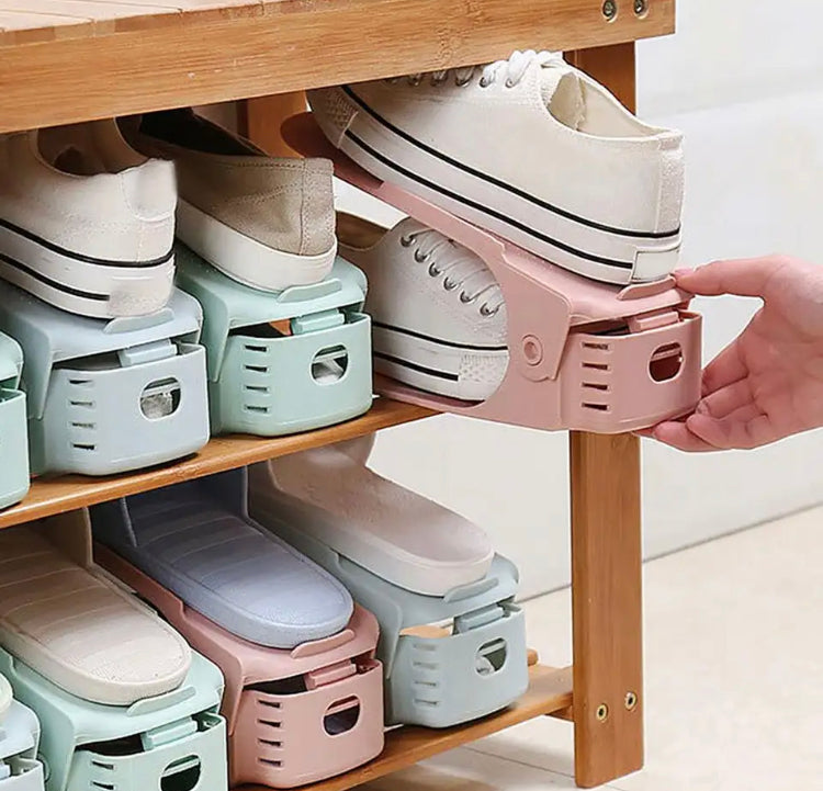 2 Pcs Double Layer Space Saving Shoe Storage Organizer