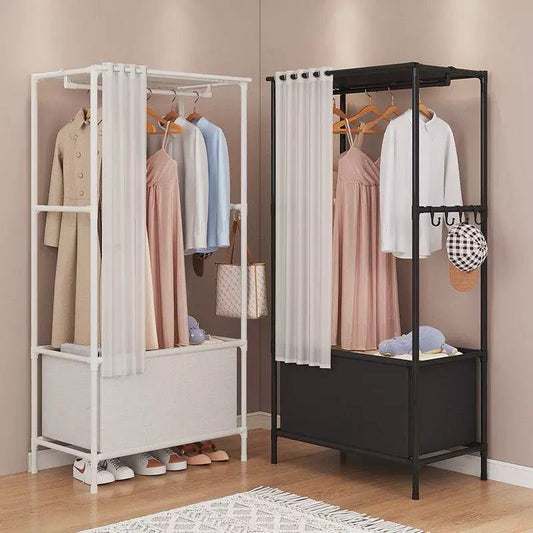 2 in 1 Clothes & Shoe Rack with Dustproof Curtains