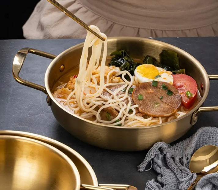 Gold Steel Ramen Bowls for Ramen Noodles / Serving Bowls