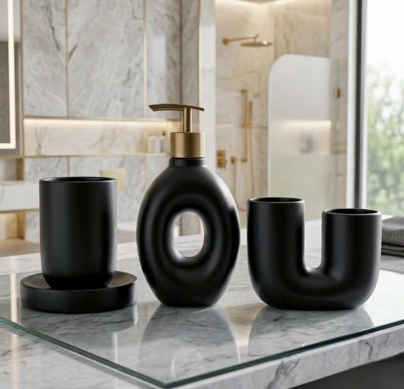 Ceramic 4 Pcs Bathroom Set for Countertop