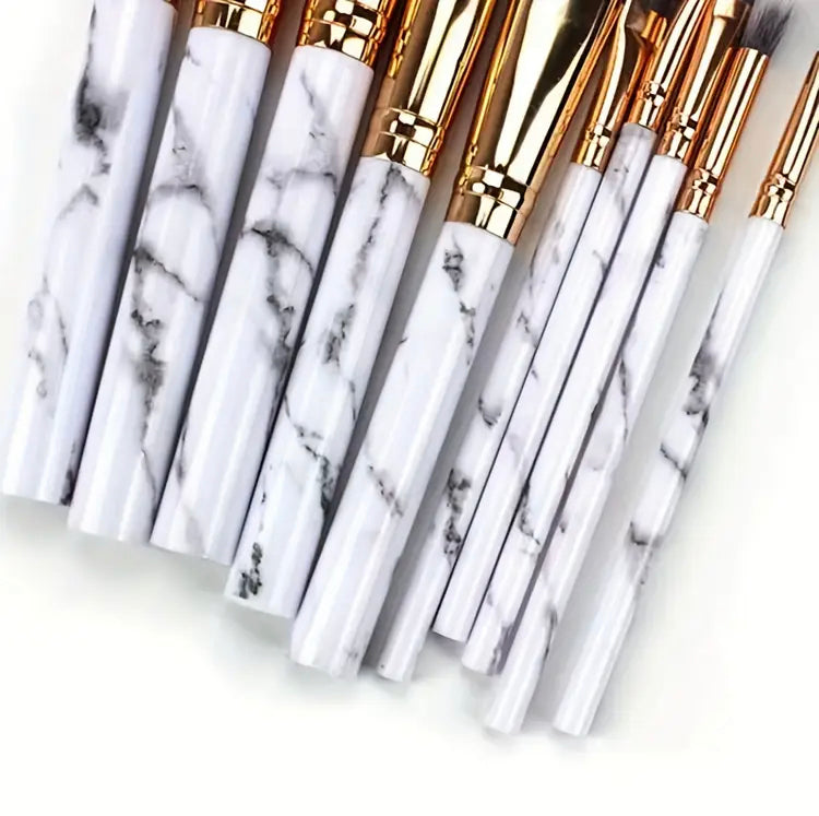 10 Pcs Marble Pattern Makeup Brushes Set