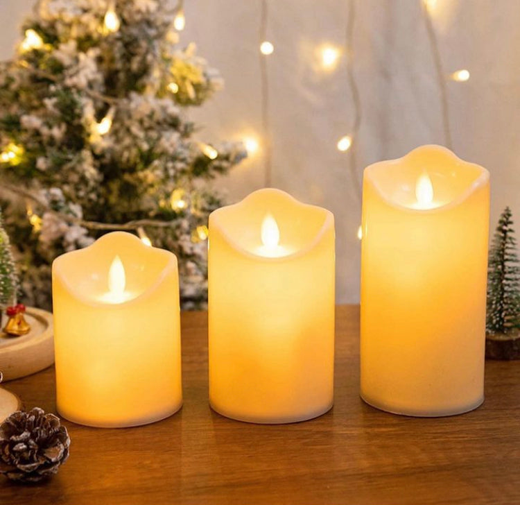 3 Pcs Set Warm LED Candle with moving (Battery Operated)