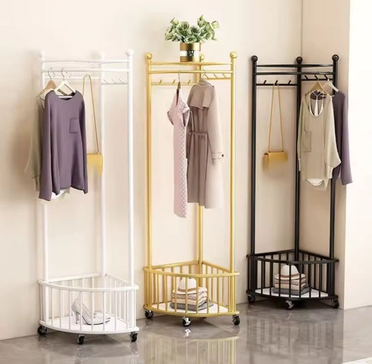Modern Metal Corner Rack with Wheels