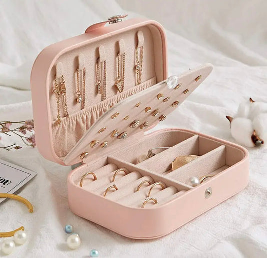 Double Layer Portable Leather Jewellery Organizer