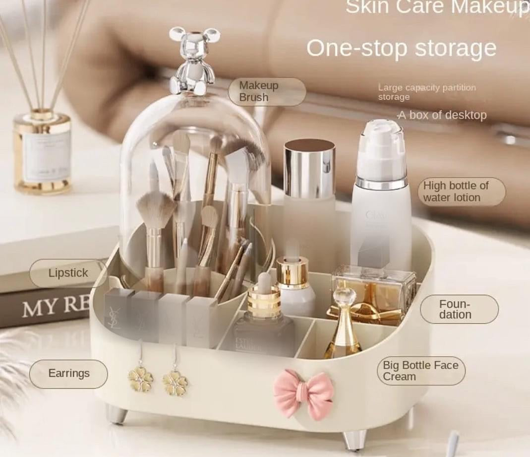 2 in 1 Brush Holder + Cosmetic Organizer makeup Organizer Storage box.