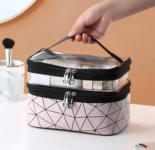 Double Layer Diamond Spacious Cosmetics Makeup bag