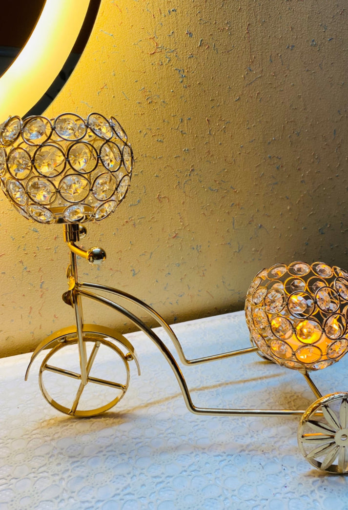 Crystal Metal Cycle Style Candle Holder