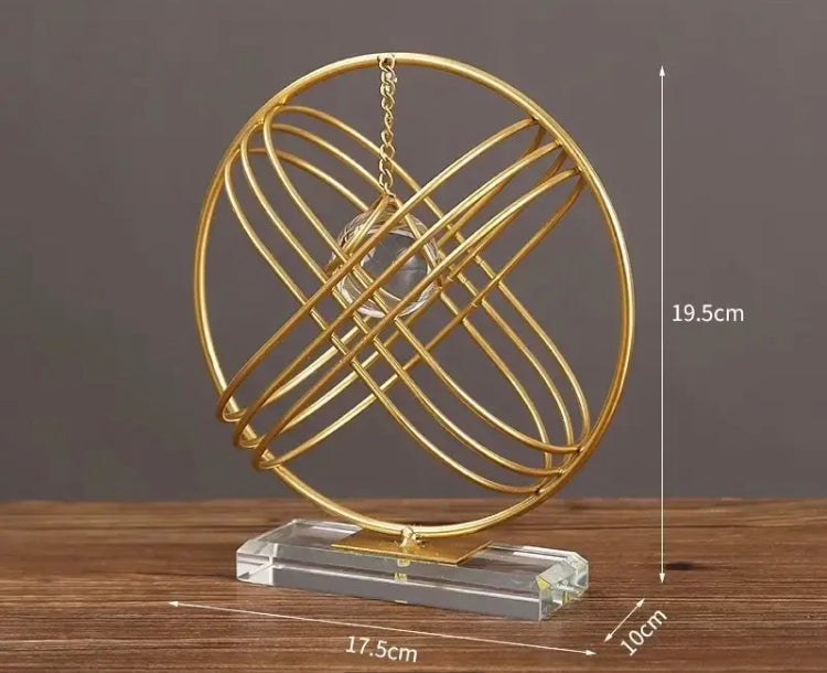 Metal crystal ball decoration. Living room, entrance, office, desktop arts and crafts decoration