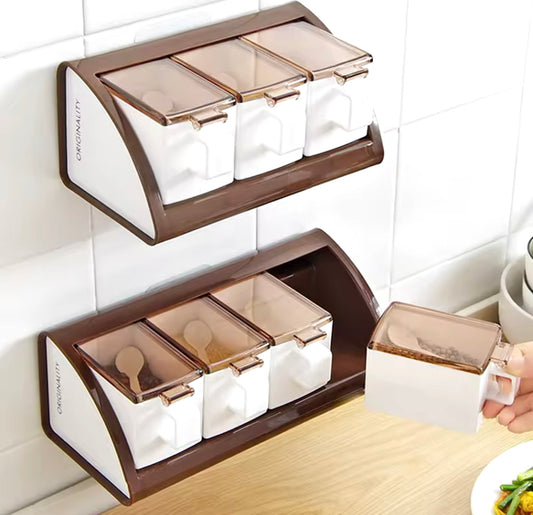 Wall Mounted Four Grids Seasoning Box