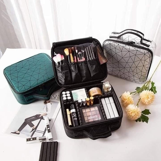 Large Capacity PU Leather Makeup Cosmetics Vanity Bag Waterproof