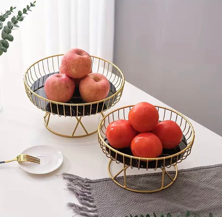 Luxury Round Geometric Pattern Fruit Basket