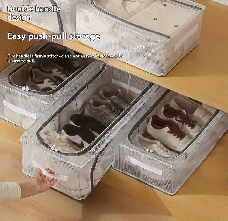 1 Pc Double Sided Transparent Rectangular Dustproof Under Bed Shoes Organizer
