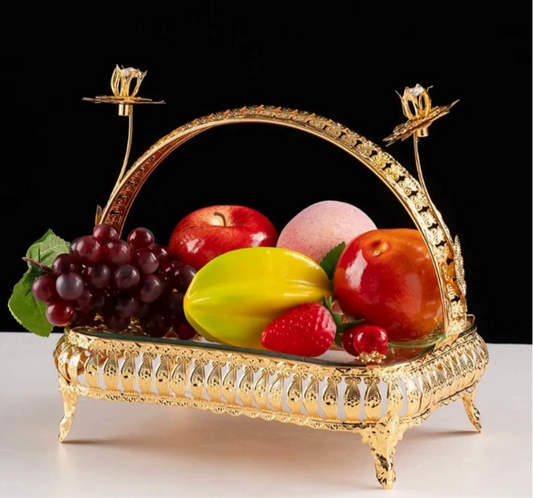 Gold Stylish Serving Tray with Handle