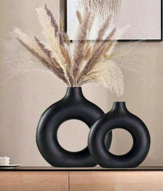 Black Donut Flower Vase for Home Decoration