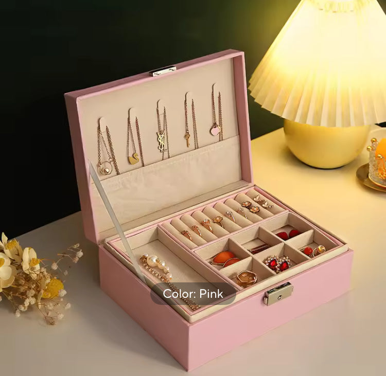Double Layer Leather Large Capacity Jewellery Box