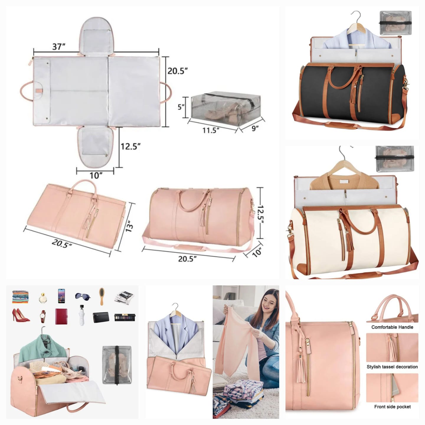 New Foldable Travel Convenient Carry on Clothing Bag Large Capacity PU Leather Duffel Bag