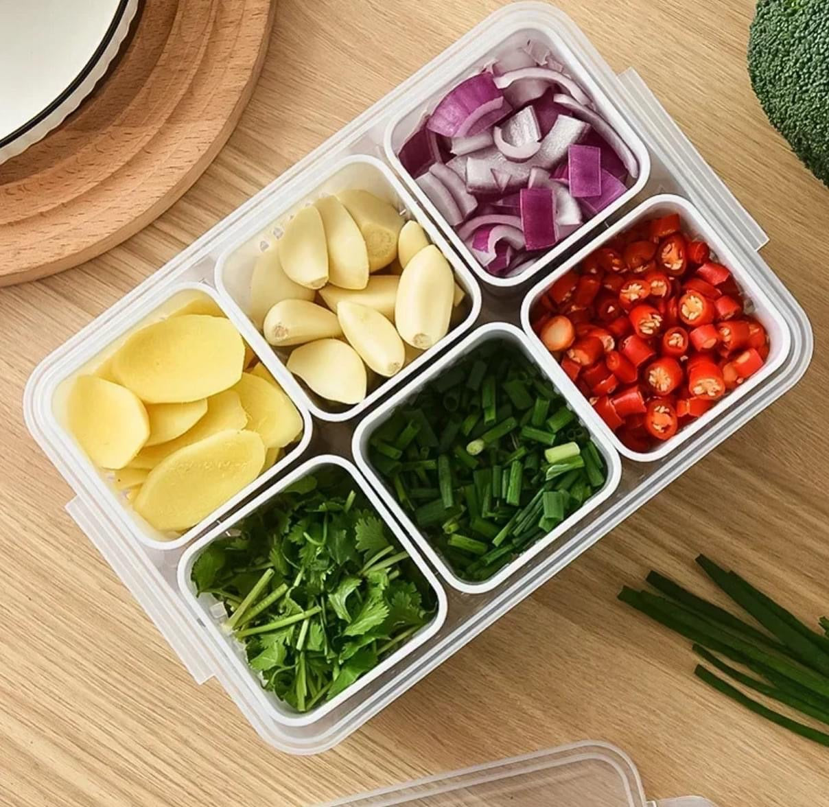 6 Grids Partition Food Container Storage Box