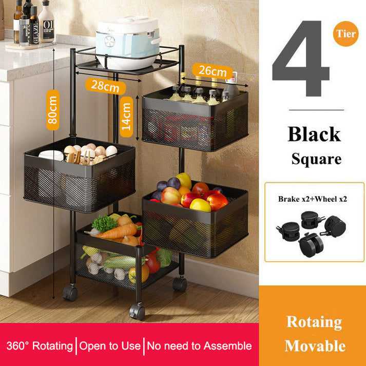Metal Large Capacity Rotating Square Trolley with Wheels