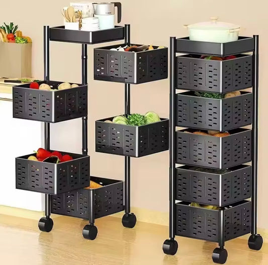 Metal Multi Layer Rotating Trolley with Wheels